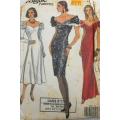 VOGUE 7958 CLOSE FITTING-STRAIGHT/FLARED DRESS_PLEATED DRAPES SIZE 6-8-10 COMPLETE-CUT TO 10 ZIPLOC