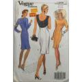 VOGUE 7999 SEMI FITTING DRESS HAS SHAPED BACK BUTTON BODICE-SIZE 12-14-16 COMPLETE-CUT TO 16 ZIPLOC