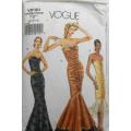 VOGUE V8180 STRAPLESS-FITTED-LINED FLOOR LENGTH FLARED DRESS SIZE 8-10-12 COMPLETE-CUT TO 12