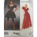 VOGUE 1138 GIVENCHY EVENING  FITTED DROPPED WAIST BODICE DRESS SIZE 12-14-16 COMPLETE-UNCUT-F/FOLDED