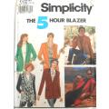 SIMPLICITY 7522- 5 HOUR BLAZER WITH SHAWL SIZE 10 - 16 COMPLETE