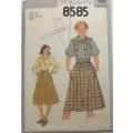 SIMPLICITY 8585 PULLOVER BLOUSE-SKIRT WITH DETACHABLE SUSPENDERS-SCARF SIZE 14 BUST 92 CM  COMPLETE