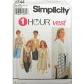 SIMPLICITY 8744 SET OF LINED WAISTCOATS SIZE XS-S-M (6-16) COMPLETE