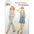 SIMPLICITY 8878 PULL ON PANTS OR SHORTS-LINED WAISTCOAT SIZE 10-18 COMPLETE-PART CUT