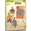 SIMPLICITY 8944 MEN`S SHIRT SIZE 40 COMPLETE-NO SEWING INSTRUCTIONS SUPPLIED-ZIPLOC