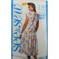 BUTTERICK 5631 LOOSE FITTING DROPPED WAIST BODICE DRESS SIZE 14-16-18 COMPLETE