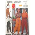 BUTTERICK 5657 VERY LOOSE FITTING TAPERED PANTS- SIZE XS-S-M (6-14) COMPLETE-CUT TO SIZE 14