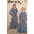 VINTAGE BUTTERICK 5708 GIRLS NIGHTGOWN & ROBE SIZE 12 YEARS-COMPLETE AND ROBE IS UNCUT