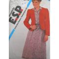 SIMPLICITY 5712 PULLOVER DRESS & UNLINED JACKET-SASH SIZE 10-12-14 COMPLETE-CUT TO 14