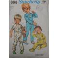 VINTAGE SIMPLICITY 8076 TODDLERS PJS WITH TRANSFER SIZE 2 YEAR - COMPLETE-UNCUT-F/FOLDED