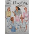 SIMPLICITY 9857 BLOUSE WITH SLEEVE VARIATIONS- SIZE 16-24 SEE LISTING CUT TO SIZE 16