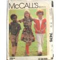 VINTAGE McCALLS 7476 GIRLS SHIRT-SKIRT-PANTS-SHORTS SIZE 6 YEARS COMPLETE-UNCUT-F/FOLDED