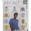 McCALLS 8746 SEMI FITTED TOPS SIZE 8-10-12 COMPLETE-CUT TO 10