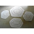 VINTAGE SET OF FOUR LOVELY  CROCHETED DOILIES WITH CENTERPIECE AND THREE SMALLER DOILIES