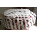VINTAGE CROCHETED TOASTER COVER OR BASKET LINER - SIZE 22.5 X 15 X 13 CM