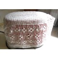 VINTAGE CROCHETED TOASTER COVER OR BASKET LINER - SIZE 25 X 17.5 X 17 CM