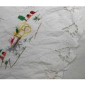 VINTAGE COLOURED EMBROIDERED OVAL MAT-DOILY - 48 CM X 42 CM