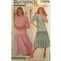BUTTERICK 3386 DRESS WITH LOOSE FITTING DROP WAIST BODICE SIZE 12-14-16 COMPLETE-CUT TO 16