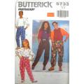 BUTTERICK 5733 GIRLS & BOYS TOP & WRAP WAIST PANTS WITH VELCRO SIZE 7-8-10 YEARS COMPLETE-CUT TO 10