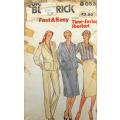 BUTTERICK 6614 JACKET-SKIRT-PANTS SIZE 10-12-14 COMPLETE-CUT TO 14-SUPPLIED IN ENVELOPE