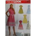 NEW LOOK PATTERNS 6587 FRONT BUTTON WAISTED DRESS WITH BELT SIZE 8-18  COMPLETE-TOP CUT TO 10