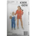KWIK SEW 2475 BOYS & GIRLS TRACKSUIT TOP-PANTS-SHORTS SIZE 8-14 YEARS COMPLETE-UNCUT-F.FOLDED