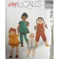 McCALLS 8792 GIRLS TOP-PANTS-SHORTS SIZE 2-3-4 YEARS COMPLETE-CUT TO 4 YEARS