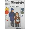 SIMPLICITY 7870  GIRLS JACKET-PONCHO-HAT-MUFF SIZE 8-10-12-14 YEARS COMPLETE-UNCUT-F/FOLDED-ZIPLOC