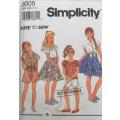 SIMPLICITY 8309 GIRLS SHORTS-SKIRT-TOP-SHIRT SIZE 7-10 YEARS COMPLETE CUT TO 10 YEARS)-ZIPLOC