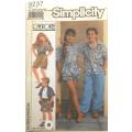 SIMPLICITY 9237 KIDS LOOSE FITTING PANTS-SHORTS-SHIRT SIZE 7-12 YEARS COMPLETE-CUT TO 12- ZIPLOC