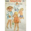 SIMPLICITY 7040 TODDLERS PLAYSUIT-SHORTS-ROBE SIZE 1 YEAR COMPLETE-ZIPLOC