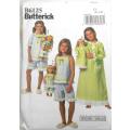 BUTTERICK 6112 GIRLS & 18 INCH DOLL TOP-GOWN SHORTS SIZE 6-7-8 YEARS + 18 INCH COMPLETE-PART CUT