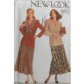 NEW LOOK PATTERNS 6603  JACKET WITH SCARF/COLLAR & SKIRT SIZE-8-20-COMPLETE-UNCUT-F/FOLDED