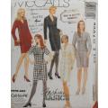 McCALLS 7304 FITTED DRESS WITH NECKLINE & HEMLINE VARIATIONS SIZE-8-12-COMPLETE-CUT TO 12