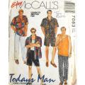 McCALLS 7083 MENS SHIRT-TANK TOP-PANTS-SHORTS SIZE XS-S-M  COMPLETE-NO SEWING INSTRUCTIONS SUPPLIED