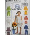 BUTTERICK B4783 GIRLS TOP-SKIRT-PANTS-SHORTS SIZE 6-7-8 YEARS COMPLETE-CUT TO 8 YEARS