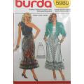 BURDA 5980 SKIRT WITH RUFFLES SIZE 8-18-COMPLETE