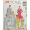 McCALLS 9086 KIDS ROBE-NIGHTSHIRT-PULL ON PANTS-SHORTS-TOP SIZE 3-4-5 YEARS COMPLETE-UNCUT-F/FOLDED