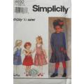 SIMPLICITY 8692 GIRLS PINAFORE WITH APPLIQUE SIZE 5-6X YEARS COMPLETE-CUT TO 6X YEARS