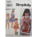 SIMPLICITY 9009 PINAFORE & TOP SIZE 5-6X YEARS CUT TO 6 X YEARS SEE LISTING