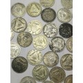 selection 3 pence coin lot union of sa 47 coins and one rhodesia and nyasaland 3 pence silver ..