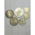 COIN LOT OF UNION OF SA SHILLING AND 6 PENCE COINS SILVER VALUE .