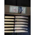 Vintage Sheffield Cooper Bros Stainless Steel Bone Handle Table Knives