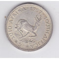 SOUTH AFRICA 5 SHILLINGS 1957 SILVER HIGH GRADE
