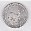 SOUTH AFRICA 50 CENTS 1963 SILVER
