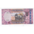 RWANDA 5000 FRANCS 2009 GORILLA FACE VALUE R75
