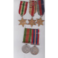 WW2 GROUPOF UNNAMED MEDALS WITH 8TH ARMY BAR F/S INC ITALY AND AFRICA STARS