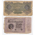BEESLEY & CO 1924 ADVERTISING ON REAL BANKNOTES x2(MAY BE A SOUTH AFRICAN COMPANY)