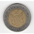 NAMIBIA $10 SAM NUJOMA 2010 BI-METAL