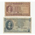 SOUTH AFRICA MH DE KOCK SET 10 SHILLINGS, 1 POUND, 5 POUND 10 POUNDS - 1953-59 3rd ISSUE
